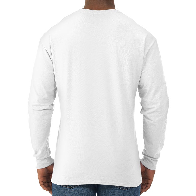 Jerzees Men's Dri-Power Cotton Blend Long Sleeve Tees, Moisture Wicking, Odor Protection, UPF 30+, Sizes S-3X, White, Small - Image 3